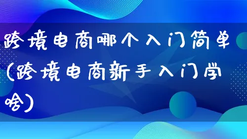 跨境电商哪个入门简单(跨境电商新手入门学啥)_https://www.lfyiying.com_个股_第1张