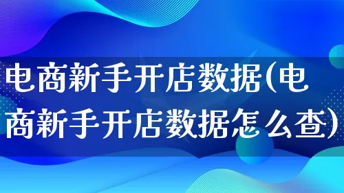 电商新手开店数据(电商新手开店数据怎么查)_https://www.lfyiying.com_股票百科_第1张