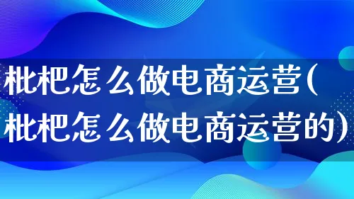 枇杷怎么做电商运营(枇杷怎么做电商运营的)_https://www.lfyiying.com_港股_第1张