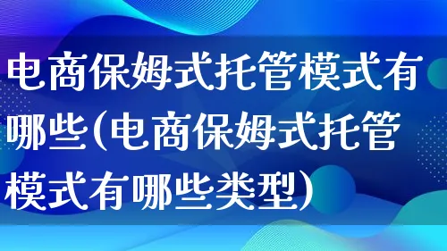 电商保姆式托管模式有哪些(电商保姆式托管模式有哪些类型)_https://www.lfyiying.com_股票百科_第1张