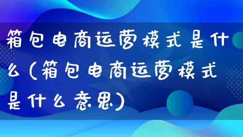 箱包电商运营模式是什么(箱包电商运营模式是什么意思)_https://www.lfyiying.com_股票百科_第1张