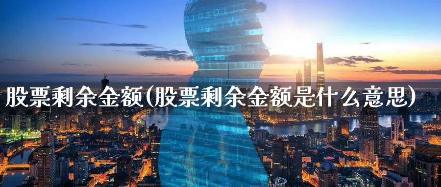 股票剩余金额(股票剩余金额是什么意思)_https://www.lfyiying.com_证券_第1张