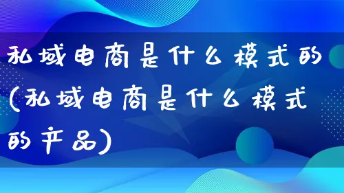 私域电商是什么模式的(私域电商是什么模式的产品)_https://www.lfyiying.com_美股_第1张