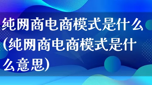 纯网商电商模式是什么(纯网商电商模式是什么意思)_https://www.lfyiying.com_股票百科_第1张