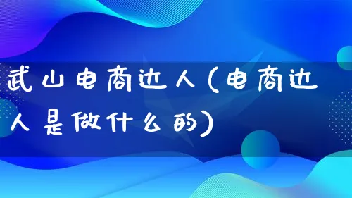 武山电商达人(电商达人是做什么的)_https://www.lfyiying.com_股票百科_第1张