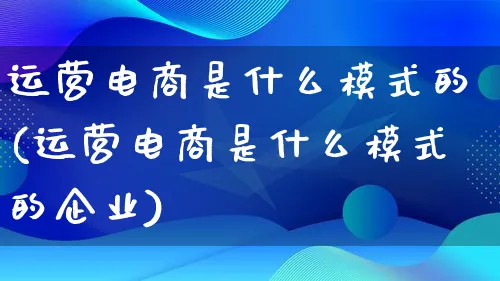 运营电商是什么模式的(运营电商是什么模式的企业)_https://www.lfyiying.com_股票百科_第1张