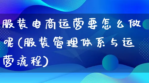 服装电商运营要怎么做呢(服装管理体系与运营流程)_https://www.lfyiying.com_股票百科_第1张