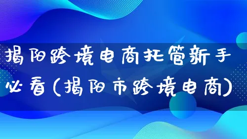 揭阳跨境电商托管新手必看(揭阳市跨境电商)_https://www.lfyiying.com_新股_第1张