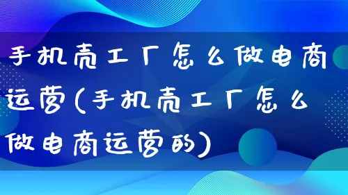 手机壳工厂怎么做电商运营(手机壳工厂怎么做电商运营的)_https://www.lfyiying.com_股票百科_第1张