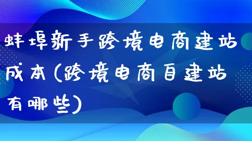 蚌埠新手跨境电商建站成本(跨境电商自建站有哪些)_https://www.lfyiying.com_港股_第1张