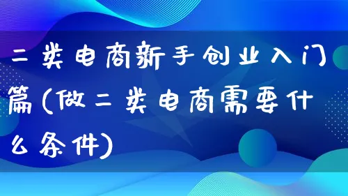 二类电商新手创业入门篇(做二类电商需要什么条件)_https://www.lfyiying.com_港股_第1张