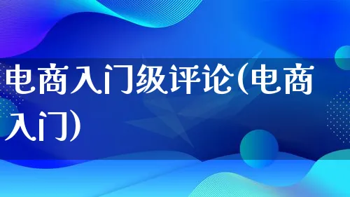 电商入门级评论(电商入门)_https://www.lfyiying.com_港股_第1张