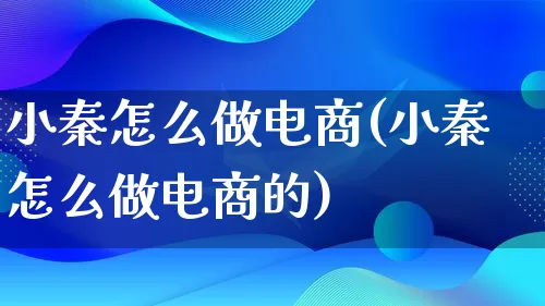 小秦怎么做电商(小秦怎么做电商的)_https://www.lfyiying.com_证券_第1张