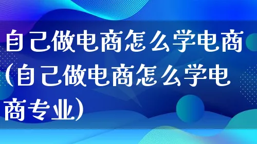 自己做电商怎么学电商(自己做电商怎么学电商专业)_https://www.lfyiying.com_证券_第1张